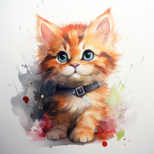 cute baby cat, comic aquarell style