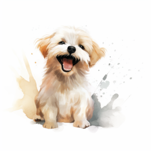 cute dog laughing watercolour niji simple minimalist cute soft colors illustration white background doodle