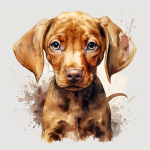 happy vizla puppy, watercolor, white background - v5