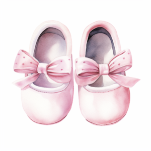 watercolor pastel pink baby girl shoe clipart on white background