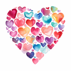 Watercolor Love Hearts png white background