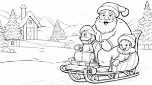 [AYXP=3117-4] minimalist black-and-white drawing of Santa Claus to be colored by children. advertising, cartoon, ultra quality, professionnal, image only, 8k