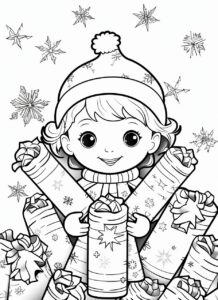 Christmas crackers cute, simple black and white line art, for a toddler’s coloring page