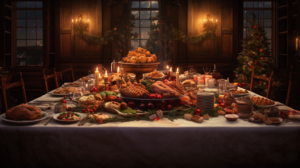 a realistic image of Christmas dinner