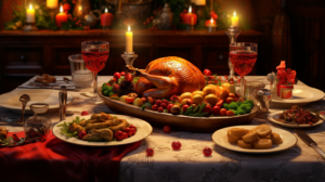 a realistic image of Christmas dinner