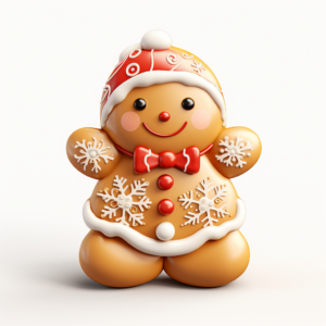 Cute cartoon style 3D frosted Christmas cookie on a white background