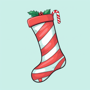 cute minimal cartoon Christmas sock with candy cane