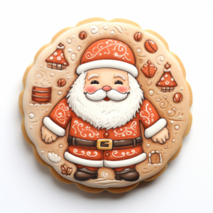 cute and beautiful christmas santa shaped cookie, , crayon drawing style, on white background