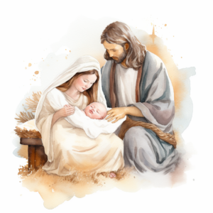 Watercolor Clipart, White background, Nativity Gloria