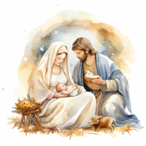 Watercolor Clipart, White background, Nativity Gloria