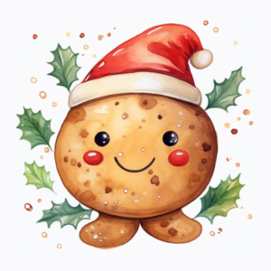 an adorable Christmas Cookies with face , sweet, watercolor White Background Clipart