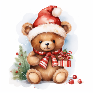 cute christmas präsent, sweet, watercolour, white background,clipart