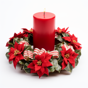 Christmas wreath candle holder on a white background.