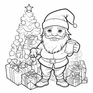 christmas coloring page, for kids, very friendly, without background, black and white, to color, thick outlines, coloring book