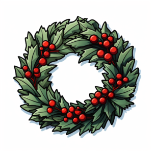 a simple and recognizable scalable vector icon representing christmas wreath. Pay attention to the shape, handle, and steam to create an icon that can be easily associated with christmas wreath