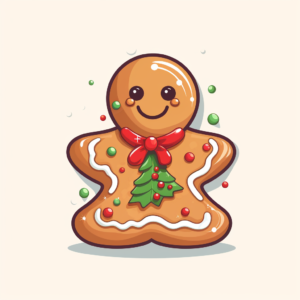 a christmas cookie, in the style of quirky cartoonish characters, flat design, white background, retro style