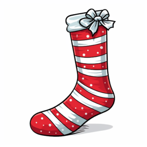 christmas sock isolated on white, cartoon illustration