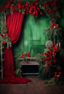 christmas backdrop, green and red overall