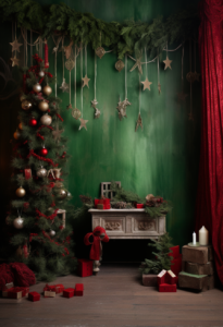 christmas backdrop, green and red overall