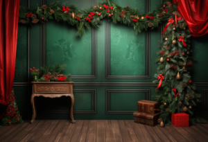 christmas backdrop, green and red overall