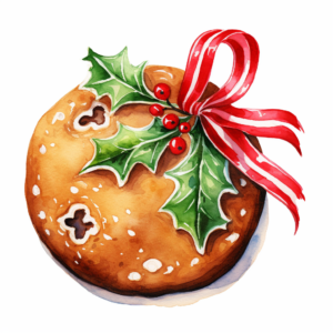 a beautiful watercolor clipart image of a gorgeous Christmas cookie. Isolated on a white background, clip art, no text.