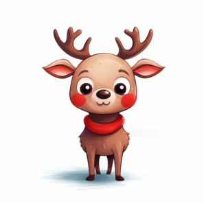 kawaii red-nose reindeer on white background