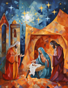 abstract expressionist painting Nativity