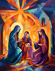 abstract expressionist painting Nativity