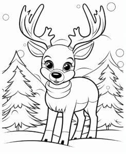 Cute-Christmas-Coloring-Page for kids, very simple design, clean solid lines, black and white color,