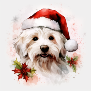 watercolor coton de tulear christmas