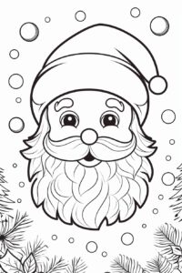 christmas coloring page for kids, simple santa clause on white background, less details, vector illustration, behance hd, made in figma, adobe xd, , ux, ui, ux/ui, crisp and pixel-perfect design, black and white, minimalism, simplistic design