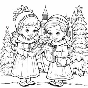 kids coloring book Christmas black and white