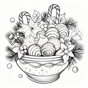 kids coloring book christmas candy black and white