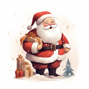 graphic logo illustration Jolly Santa with a Sack of Gifts::2