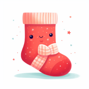 cute Red christmas sock, pastel illustration