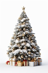 Christmas tree 3d, hyper realistic, 8k white background, 32k uhd