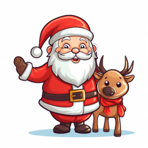 cartoon santa and reindeer for stickers