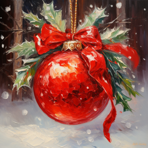 Christmas decoration, oil painting