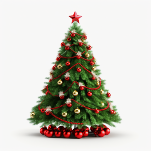 Christmas Tree clipart with white background, realistic, uhd, 8k, photo