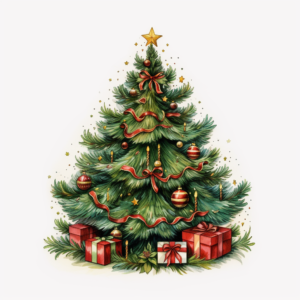 christmas tree vintage style on a white background