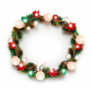 Christmas Holiday Garland with Light Bulbs,flat style,in white background,ultra detailed,No watermark