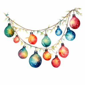 christmas lights on white background water color images v5.1--q2--750