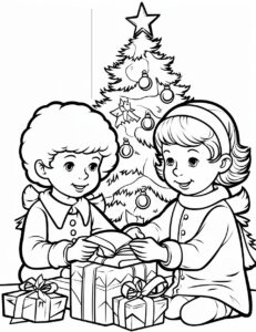 cartoon of a <A>, chistmas, children coloring book page, white background — no color