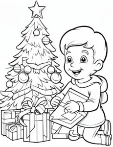cartoon of a <A>, chistmas, children coloring book page, white background — no color