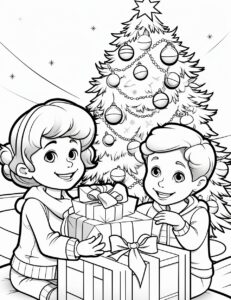 cartoon of a <A>, chistmas, children coloring book page, white background — no color