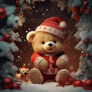 3d christmas, teddy bear, plaster texture, bright colour, 3d background
