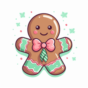 pink and mint cute cartoon christmas cookie clipart, white background
