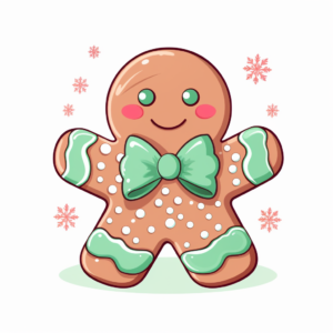 pink and mint cute cartoon christmas cookie clipart, white background