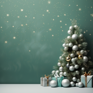 christmas mockup , christmas white green backdrop, lights, realistic, photography