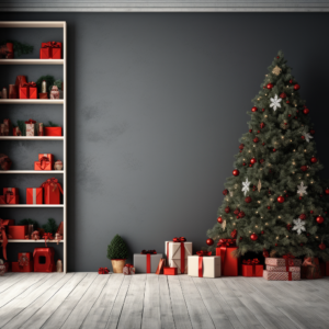 christmas wall mockup , christmas backdrop, realistic, photography